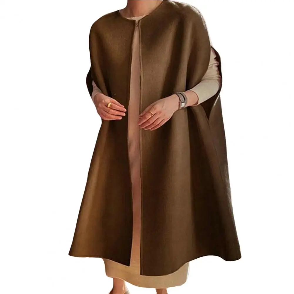 

Шерстяная верхняя одежда, ветрозащитная зимняя накидка, теплая женская зимняя накидка до середины икры, открытая передняя часть, фотозащита от холода