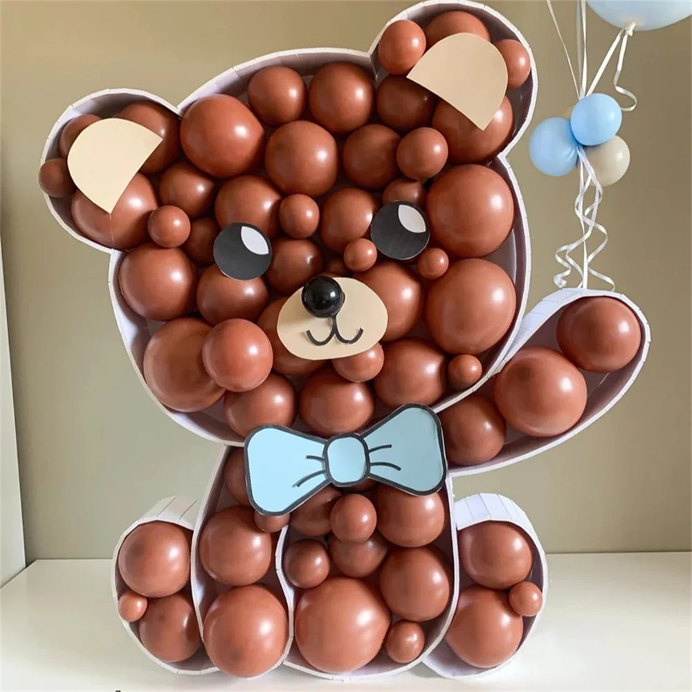 

104 см медведь Тедди заполняющая коробка мозаика рамка воздушный шар стенд детский душ день рождения мальчик фотография фон