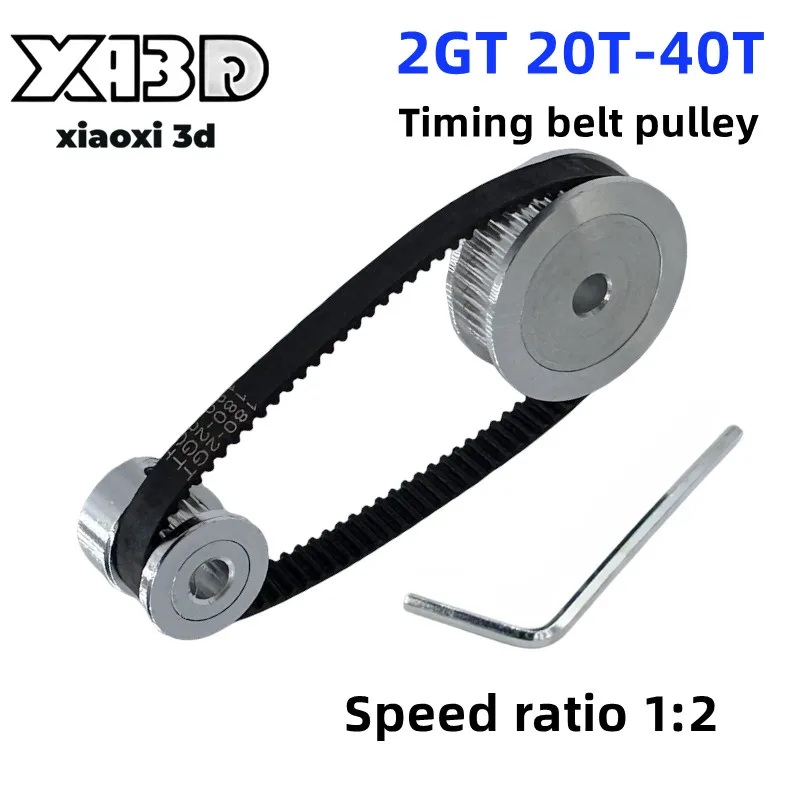 Шкив ремня ГРМ GT2, 40 зубьев, 20 зубов, 5/8 мм, уменьшение 2:1/1:2, ширина ремня 6 мм, 10 мм, натяжное колесо для аксессуаров для 3D-принтеров