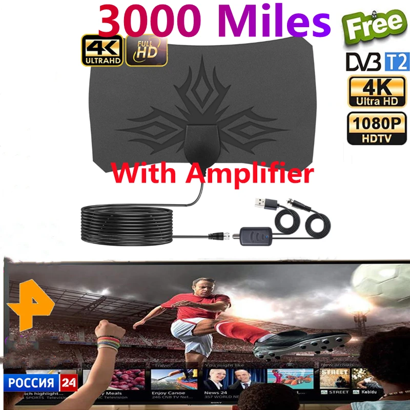 Цифровая ТВ-антенна DVB-T2 4K 8k для помещений дальность 3000 миль 1080p HD ТВ-ресивер усилитель для ТВ-приставки автомобильная антенна для улицы Цифровая ТВ-антенна DVB-T2 4K 8k для помещений дальность 3000 миль 1080p HD ТВ-ресивер усилитель для ТВ-приставки автомобильная антенна для улицы