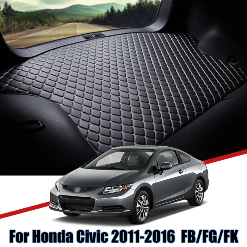 

Автомобильный багажник, искусственная кожа для Honda Civic 2011 2012 2013 2014 2015 FB/FG/FK, задняя крышка грузового лотка, водонепроницаемый напольный коври...