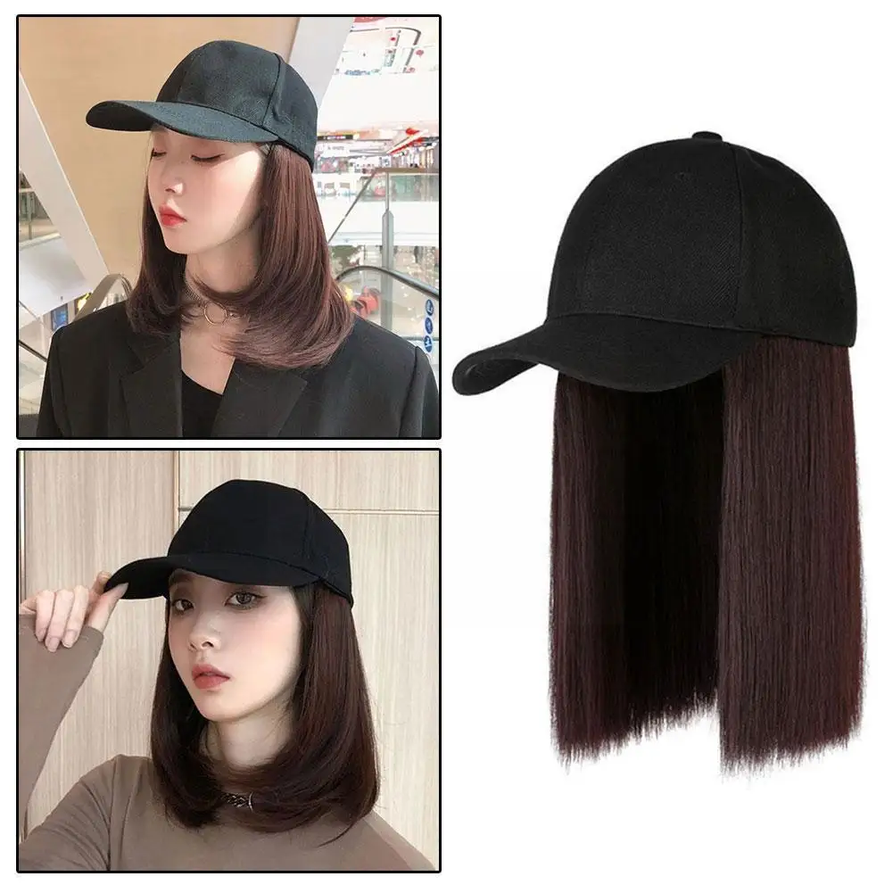 

Baseball Wig Hat Brown Light Brown Black Short Straight Wig Wig Hair Cap Cap Baseball Temperature With Hair High With Women R3X2