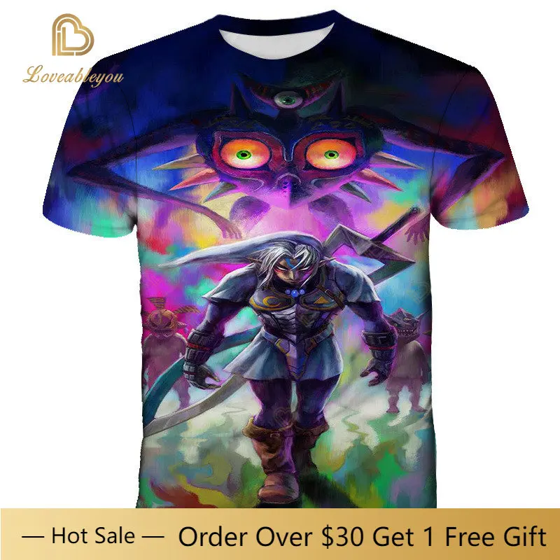 

3D Boy Girl Clothes Zelda Series T-shirt 2023 Summer Casual O-neck Short Sleeve Cosplay Funny T-shirt Legend of Zelda 4-14Year
