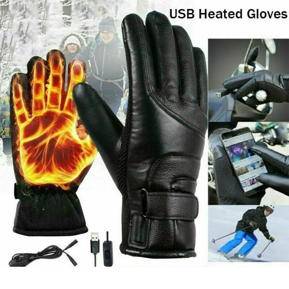 Warm Waterproof USB Rechargeable Heated Gloves Cycling Gloves Hand Warmer Electric Gloves