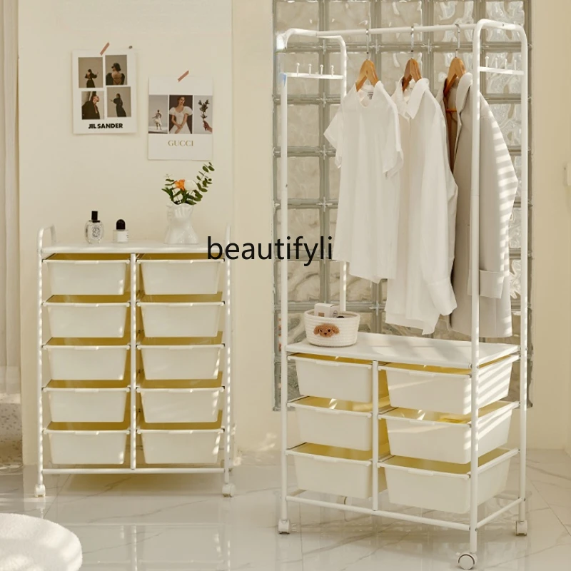 

yj Household Bedroom Coat Rack Nordic Modern Minimalist Plastic Storage Cabinet Living Room Storage Cabinet
