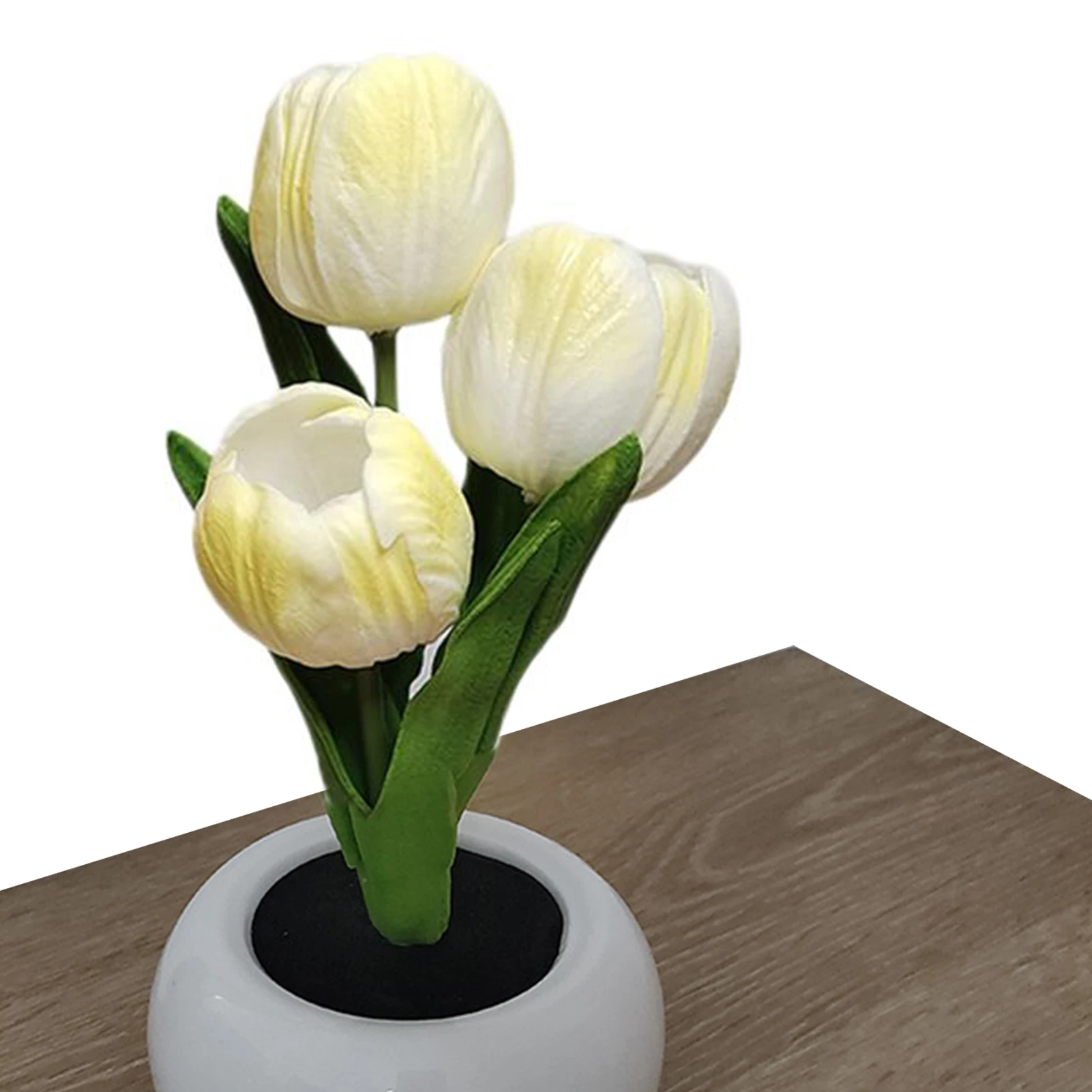 

LED Flower Pot Light Desktop Tulip Lamp Desk Flower Lamps For Bedrooms Artificial Tulip Flowerpot Light Romantic Simulation