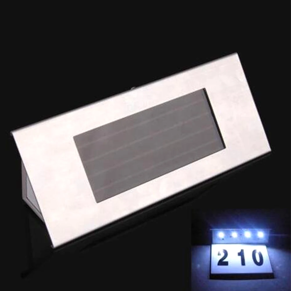 

4LED Outdoor Doorplate Number House Billboard Light Apartment Anticorrosion Durable Solar Powerful Security Stainless Steel