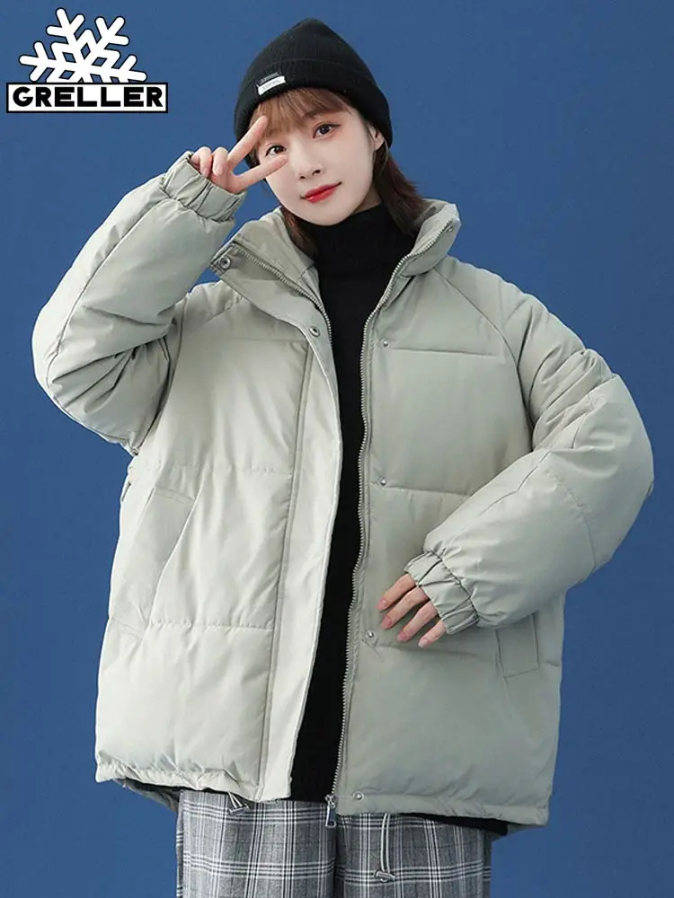 GRELLER 2022 New Cotton-padded Clothes Women's Winter Jacket Female Short Thick Bread Clothing Women Loose Padded Coats Parkas