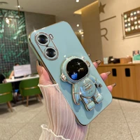 square frame astronaut plating stand holder phone case for huawei honor 50 20 pro silicone shockproof cover for huawei nova 9