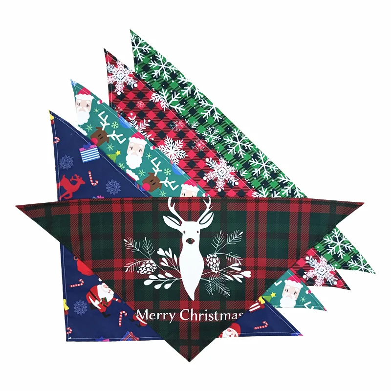 

Elk Scarf New Dog Big Bandanas Pack Year For Christmas Santa Bibs Small Bandana Dog Triangle Snowflake 10 Claus Medium Dogs Pet