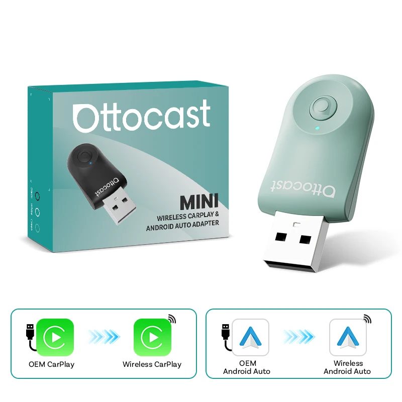 

OTTOCAST Wireless CarPlay AI Mini Box Android Auto Box Plug & Play Автоматическое соединение для 99% оригинальных проводов Carplay/автомобилей