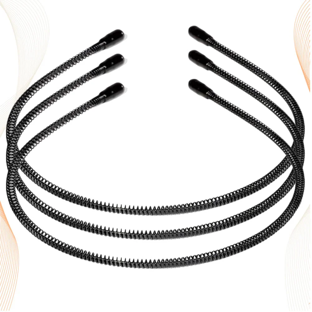 

3 Pcs Wavy Headband Wave-shaped Hairband Unisex Black Elastic Ties Spring Spiral Hairhoop Invisible Man