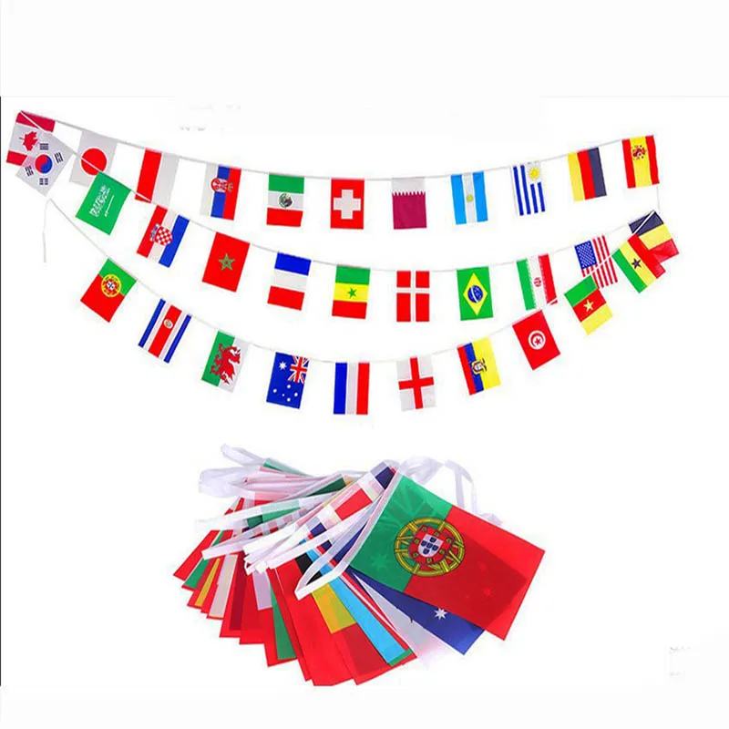 

14*21 CM Flags 10 Meters 32 Countries Hanging 2022 Banners