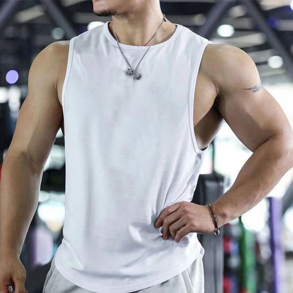 

Men Tank Top Gym Muscle Singlets Workout Tanks 2023 Hot Bodybuilding Fitness Sleeveless T-shirt Summer Solid Vest Male Tees