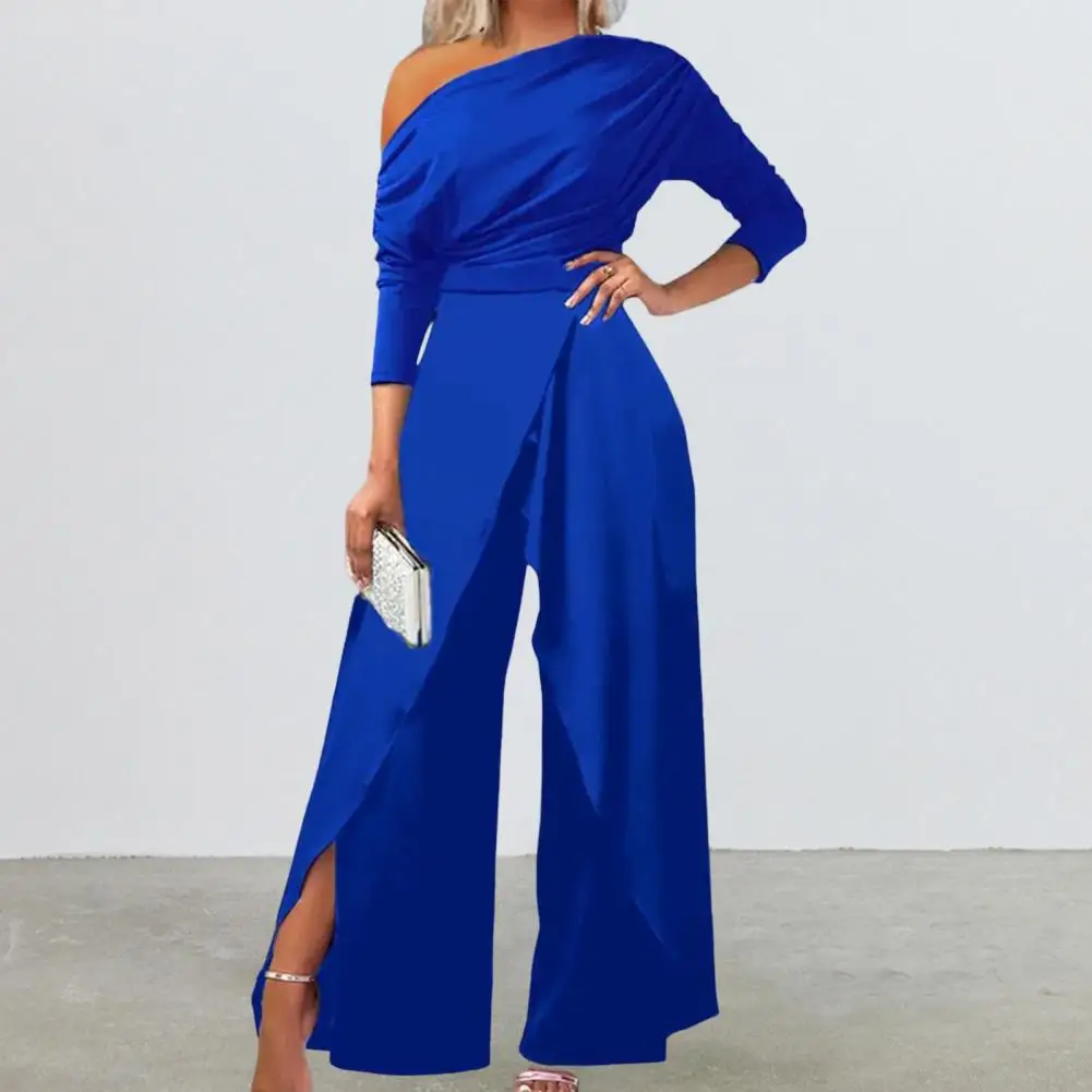 

Fashion Party Jumpsuit Comfy Split Wide Leg Elegant Playsuit Waist Tight Ankle Length Lady Playsuit Banquet Clothing