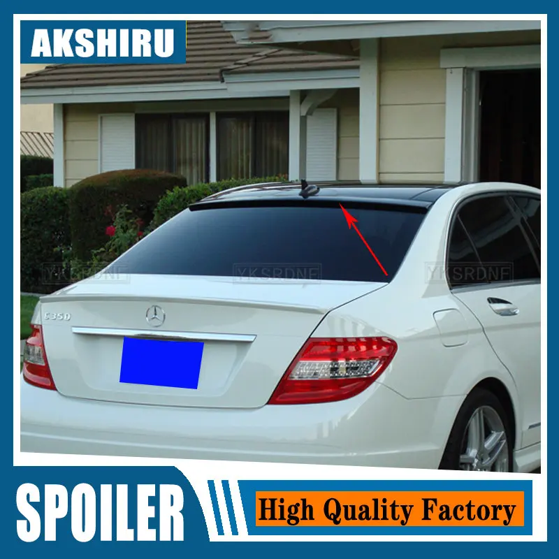 

Carbon Fiber Look Rear Window Roof Spoiler Wings For Mercedes Benz C Class W204 C180 C250 C300 C63 AMG Sedan 2008-2014 ABS Black