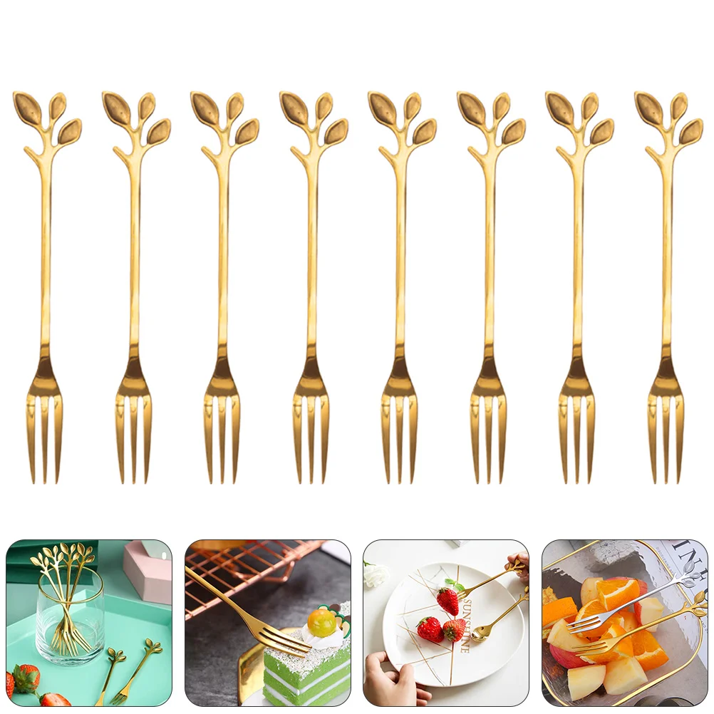 

8pcs Cheese Forks Salad Appetizer Forks Gold Forks Tasting Forks Metal Appetizer Dessert Forks Cocktail Picks