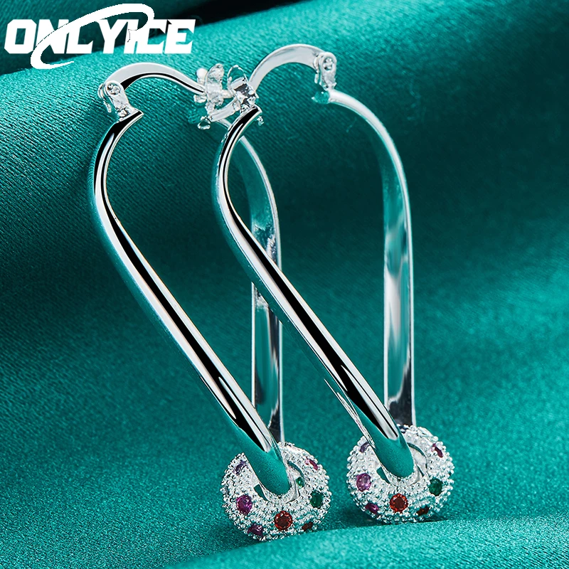 

Original Design 925 Sterling Silver Earring For Women Elegant Colorful Zircon Hoop Earrings Beautiful Fine Jewelry Free Shipping