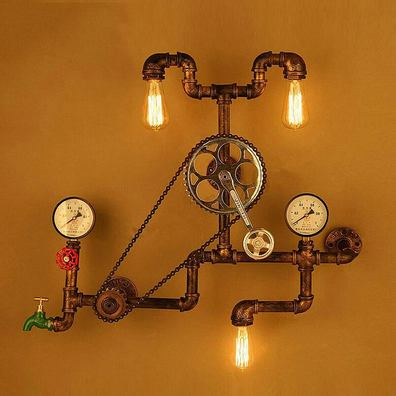 

New 3/4 Inch Stop Valve Light Vintage Steampunk Switch With Wire For Water Pipe Lamps Lamp Loft Style Iron Valve Vintage Lamp