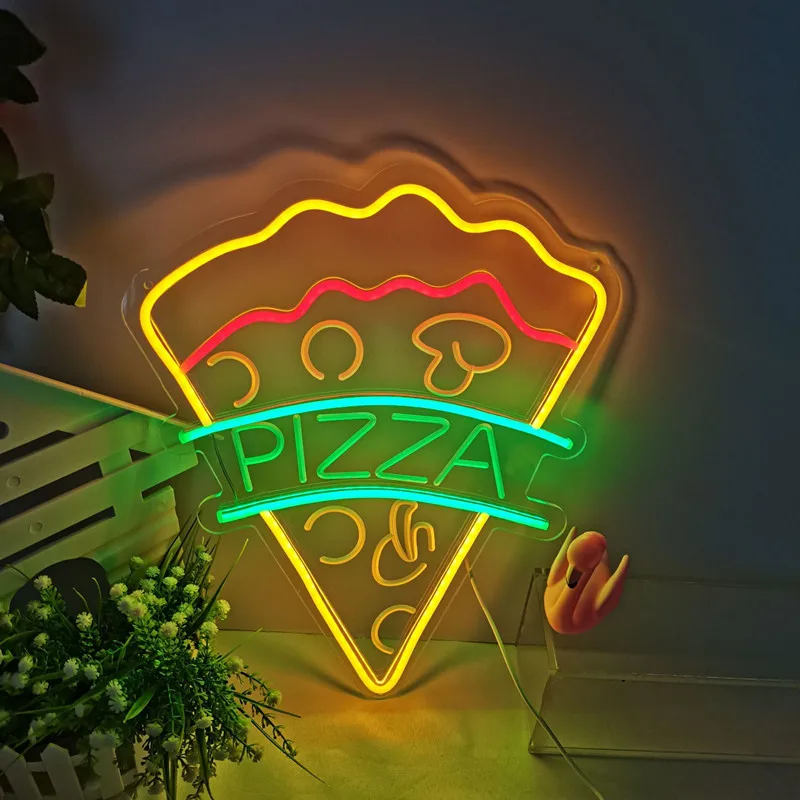 

Pizza Neon Good Time Sign Wall Decoration Items Restaurant Commercial Happy Birthday Vibes Lighting Led Light Signboard Bulbs
