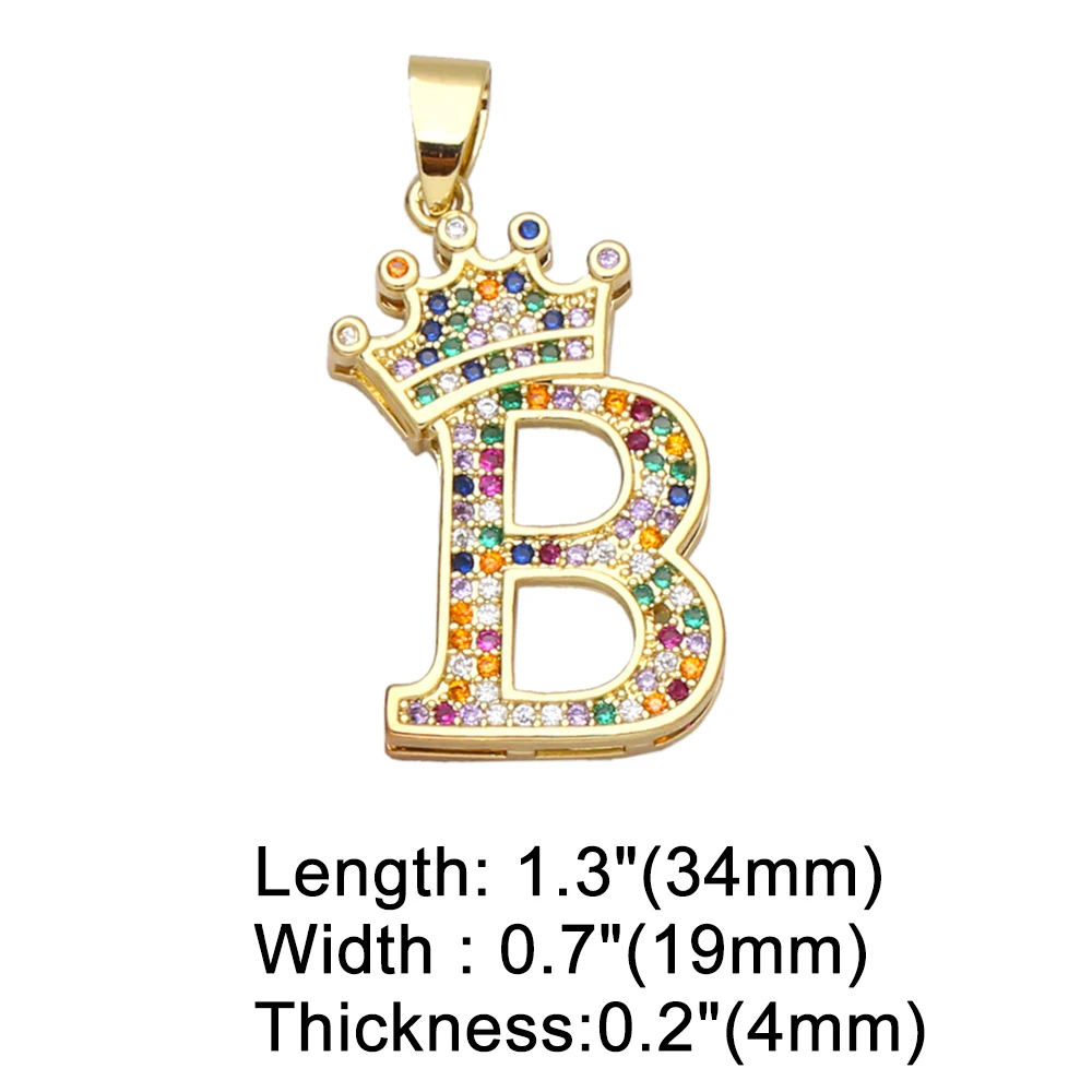 OCESRIO A-Z подвеска в форме короны для ожерелья женщин позолоченные блестящие CZ