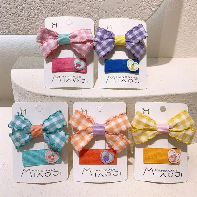 

Fashion Plaid Butterfly Hair Clips Hiar Pins For Girls Kids Hiar Accessories Children Hiar Grips Barrettes Baby Headwear 2PCS