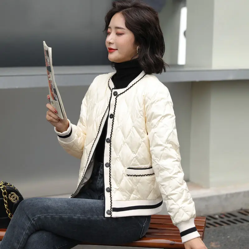 Women's 2023 New Winter Korean Chic Solid Loose Jackets Fashion Female Casual Long Sleeve White Duck Down Coats Clothes C74