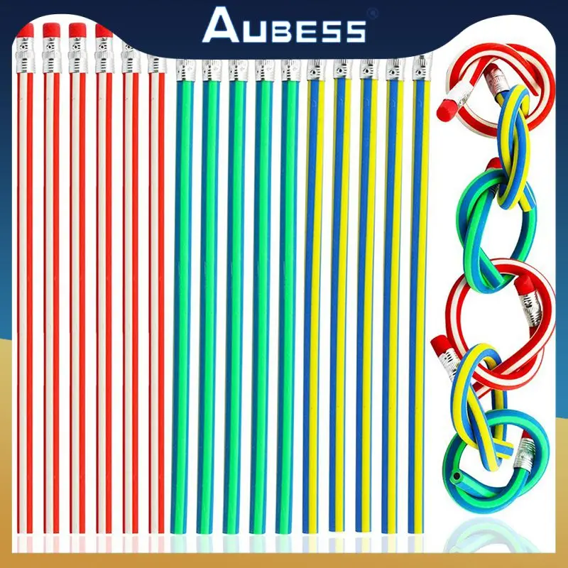 

Novelty Colorful Writing Drawing Pens With Eraser Stationery Creative Soft Pencil New Cute Flexible Bendable Pencils Bendy