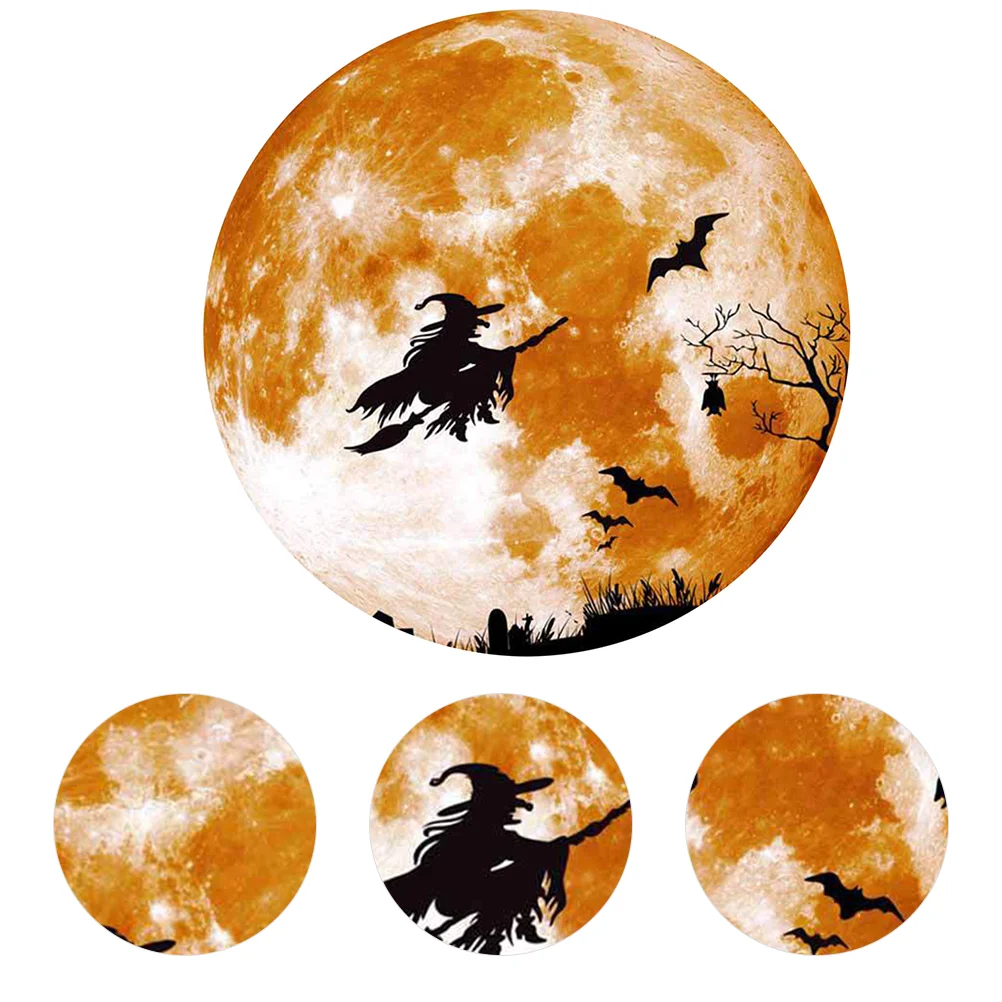 

Sticker Stickers Moonwolf Wall Window Decals Witch Bat Pattern Glow Fluorescent Horror