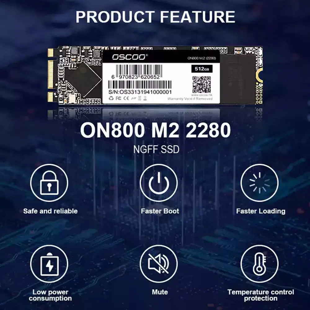 OSCOO M2 NGFF SSD M.2 SATA 128 ГБ 256 512 HDD 2280 мм Жесткий диск для настольного ноутбука