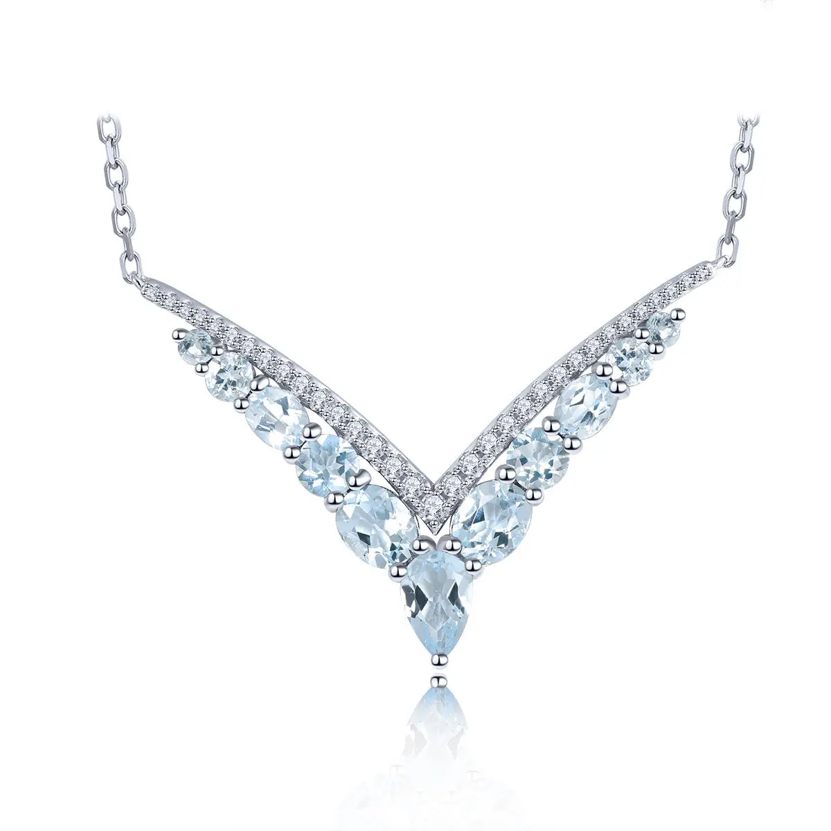 Ожерелье из стерлингового серебра с натуральным аквамарином кулон 2 5 карата