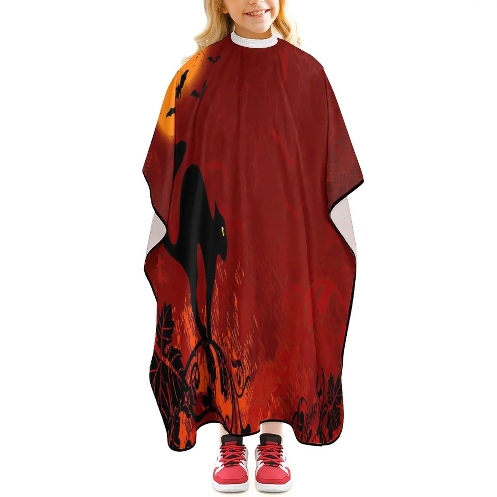 

Kids Haircut Cape Waterproof Barber Cape Cover Hair Cutting Cape Apron for Boys Girls with Adjustable Closure Happy Halloween