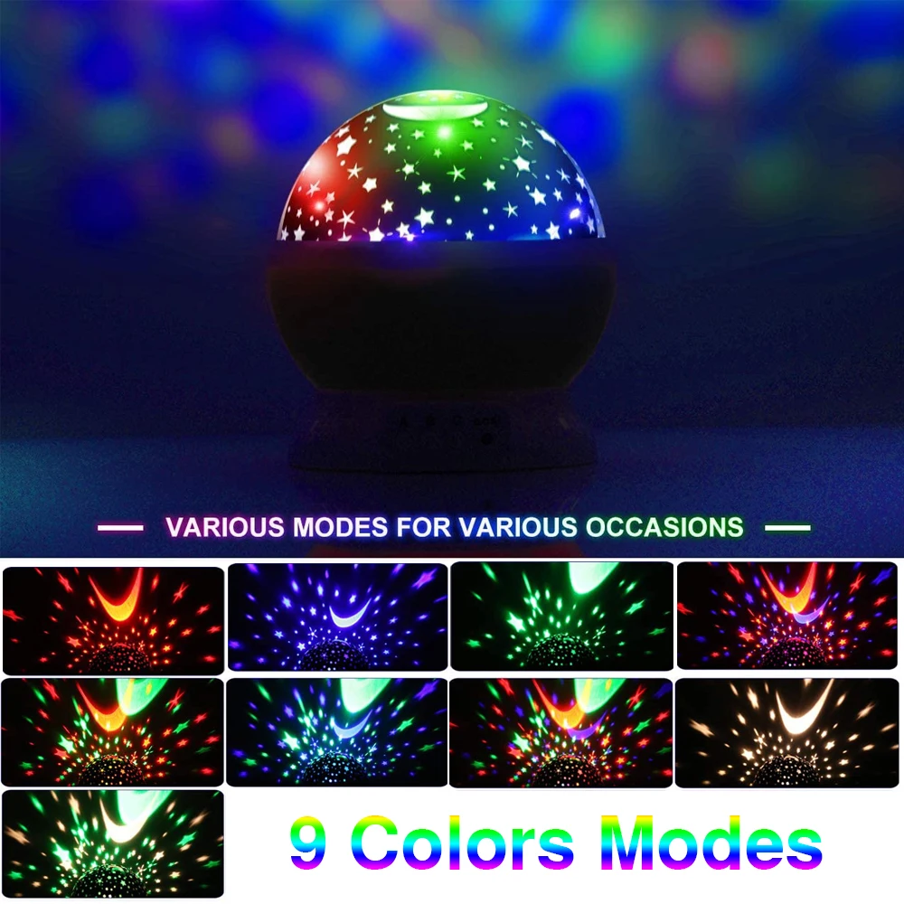 Светодиодная лампа-проектор roдэнни ночник вращающийся Звездный детский Декор