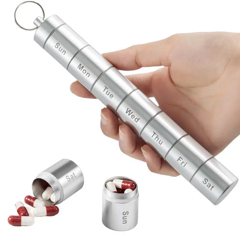 

Pill Organizer Weekly Portable Pill Box Mountaineering Keychain Pill Box Case Waterproof And Large Compartment To Hold Pills