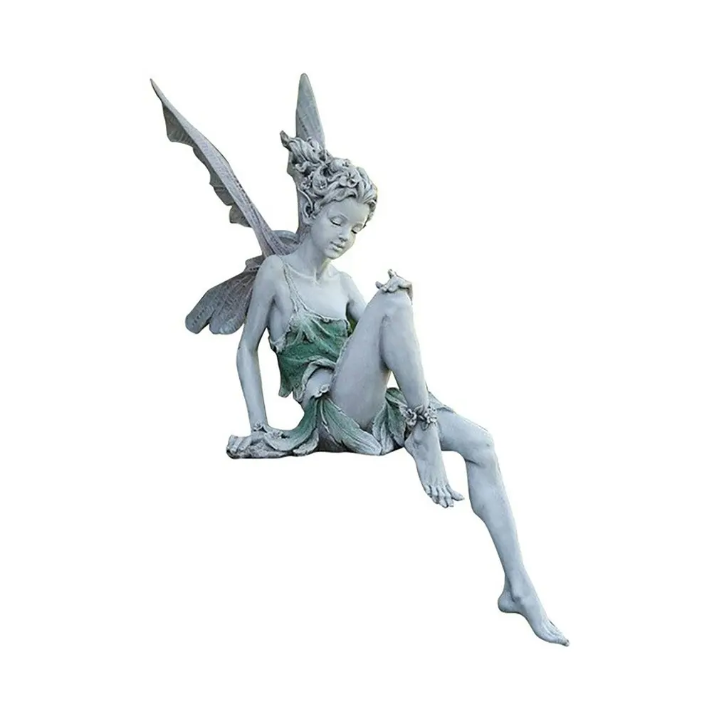 

Tudor And Turek Sitting Fairy Statue Garden Ornament Resin Craft Landscaping Yard Decoration Home Garden Decoration Outdoor