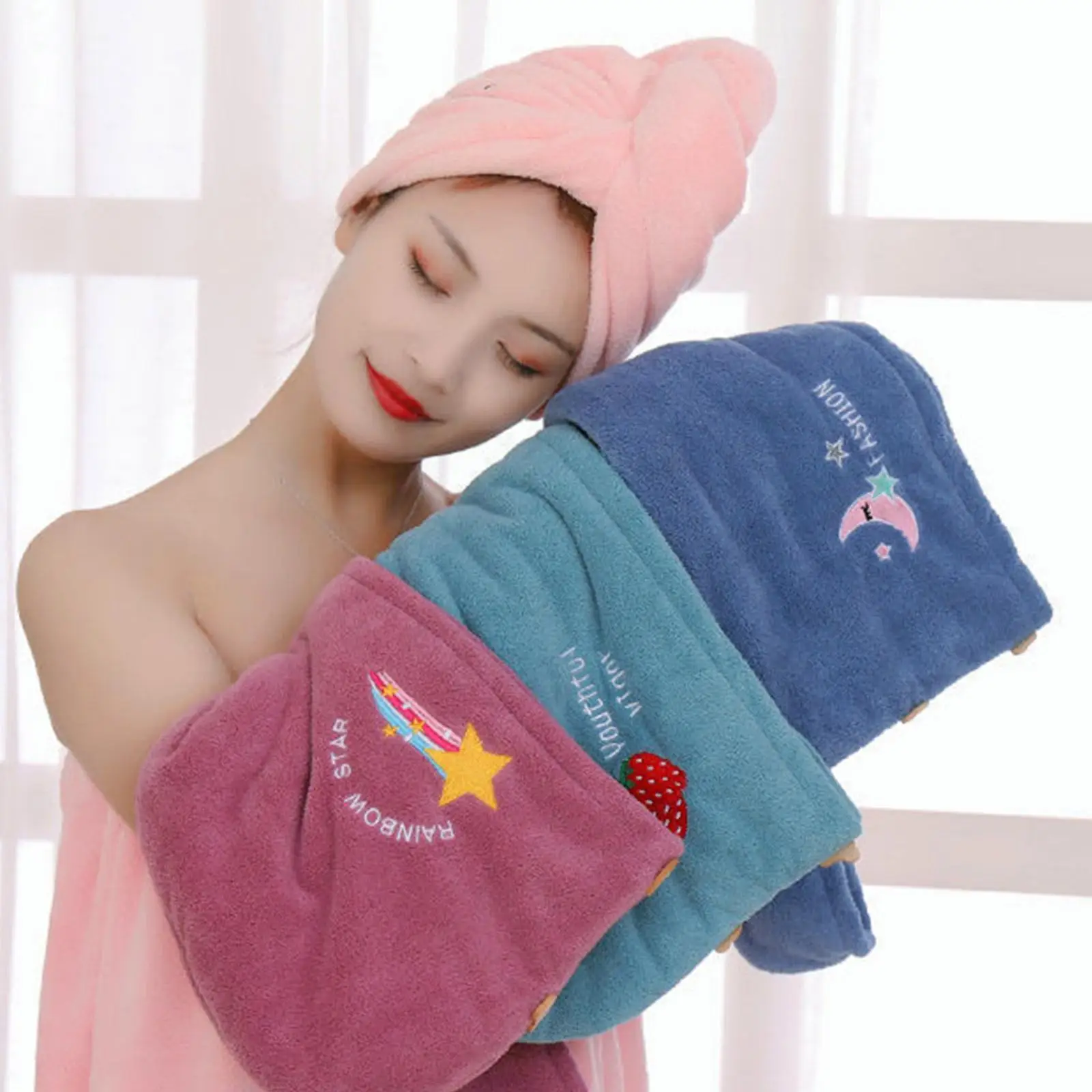 

Женское и женское волшебное полотенце для душа из микрофибры, Банные головные уборы для женщин, быстросохнущее Мягкое Полотенце Для Дамски...