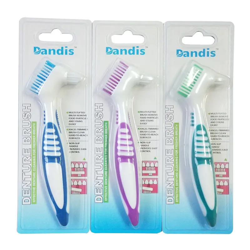 

Denture Cleaning Brush Multi-Layered Bristles False Teeth Brush Oral Care Tool Bristles & Ergonomic Rubber Handle