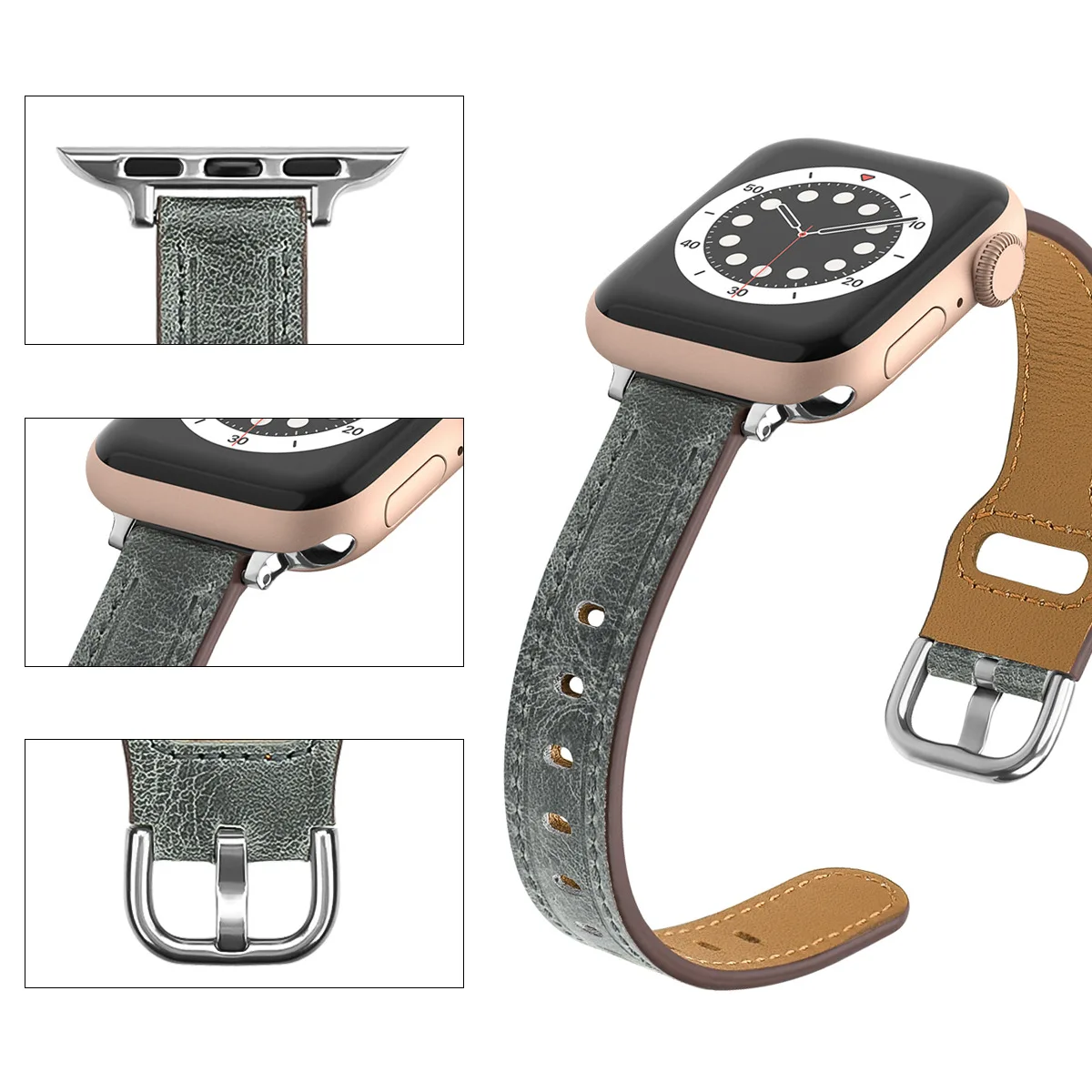 Apple Watch with Vintage Slim Slim Leather Wristband enlarge