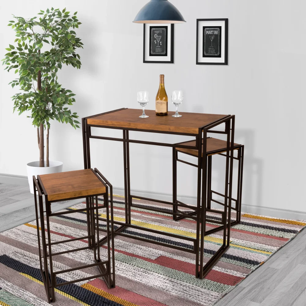 

Atlantic Urban Dining Table, Bar Height 3 Piece Set, Woodgrain/Black