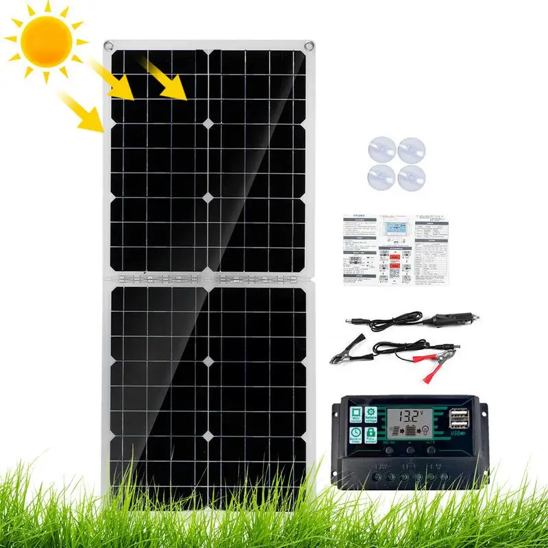 

Solar Panel Solar Power Kit High-Efficiency Solar Panels With 100A Solar Controller For RV Camper Van Trailer Boat Lawn Mower