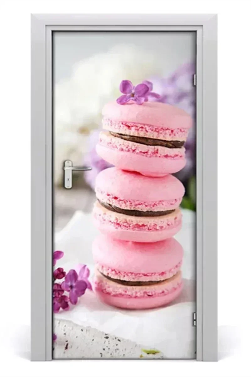 

Pink Macaron Cake Door Wallpaper Sticker Sweet Dessert Door Stickers Self-adhesive Removable Home Living Room Decor Mural Decal