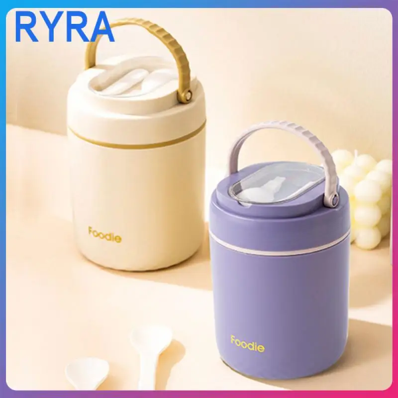 

Seal Thermos Cup Purple Thermal Tank Office Workers Leakproof Thermal Barrel Lunch Box Breakfast Cup Insulation Yellow Portable