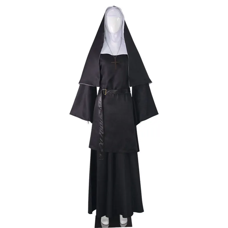 

Plus-size Women Halloween Horror Nun Cosplay Costume Masquerade Party Ghost Witch Cape Skirt Hat Cross Suit