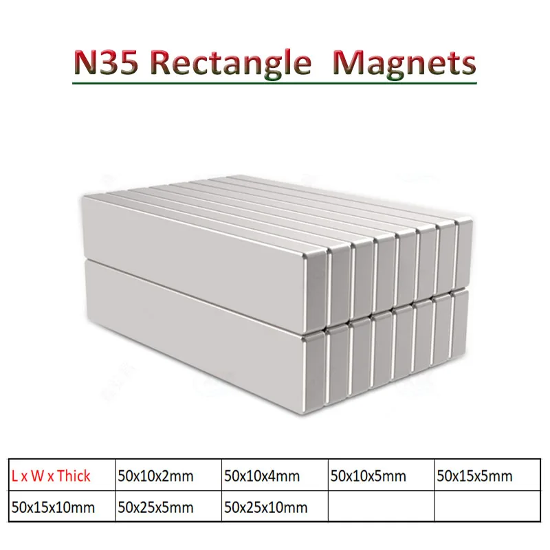 

1-5Pcs Super Powerful N35 Rectangle Magnets Block NdFeB Neodymium Magnet Rare Earth Permanent Magnet, Length=50mm