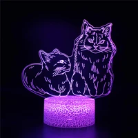 pets cat 3d lamp acrylic usb led nightlights neon sign christmas decorations for home bedroom birthday gifts