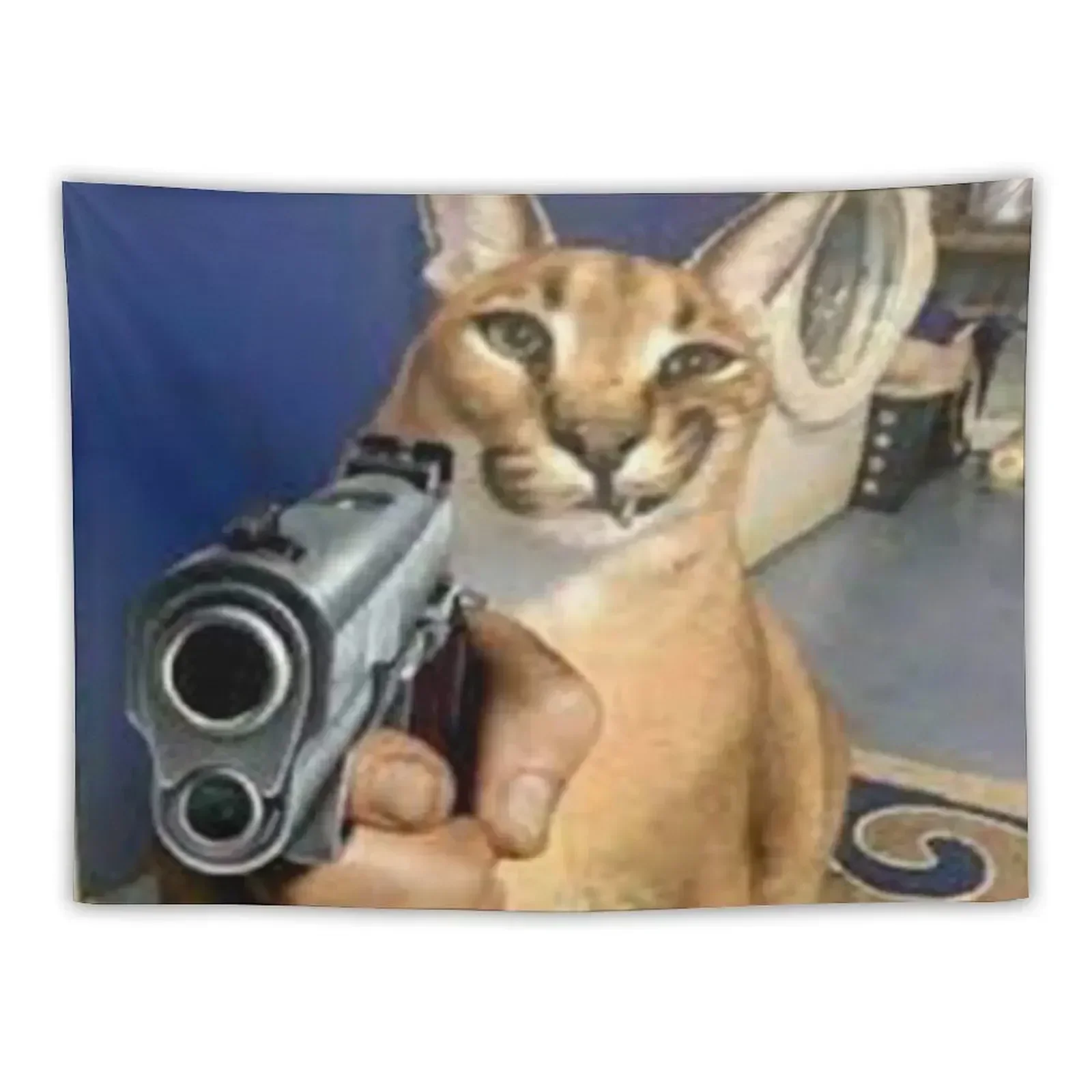 Big Floppa Gangsta гобелен забавная настенная роспись эстетический декор комнаты