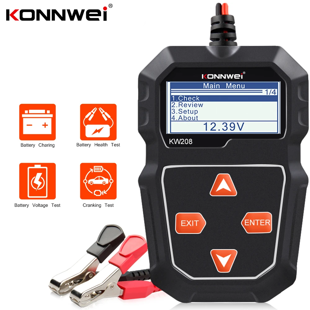 

Тестер автомобильных аккумуляторов KONNWEI KW208, 12 В, 100-2000CCA