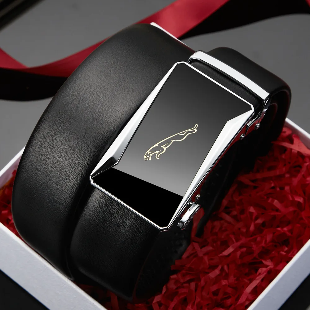 Ремень мужской из натуральной кожи с автоматической пряжкой черный | Аксессуары