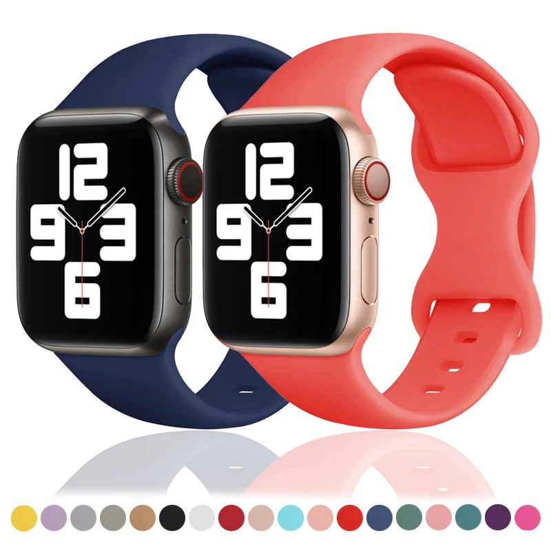 

Силиконовый ремешок для Apple Watch Band 49 мм 45 мм 41 мм 44 мм 40 мм 42 мм 38 мм, браслет для смарт-часов iWatch Ultra Series SE 8/7/6/5/4/3Band