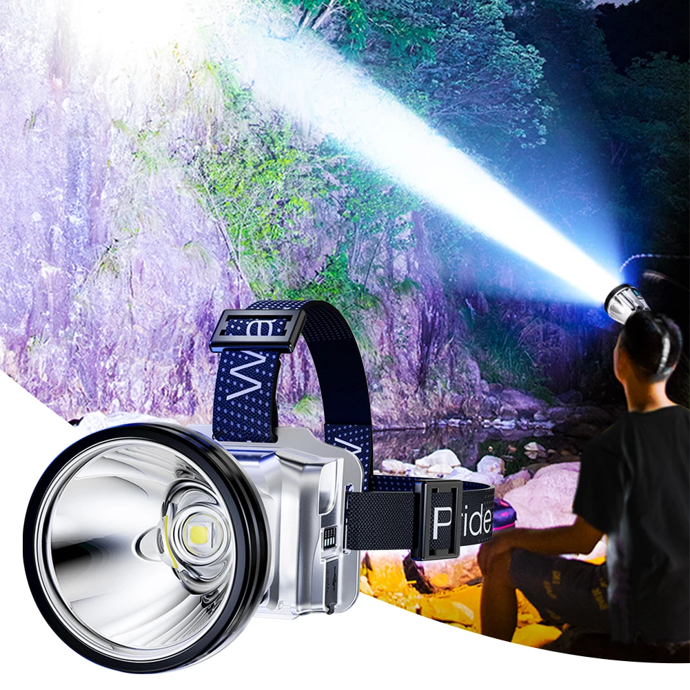 

High Power Headlamp 1200mAh Emergency Head Flashlight USB Charging for Outdoor Fishing Camping Hiking
